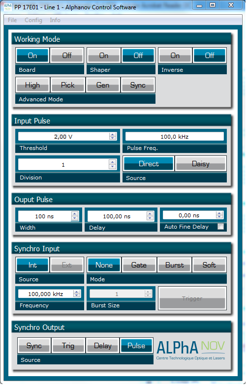 Pulse delay generator GUI